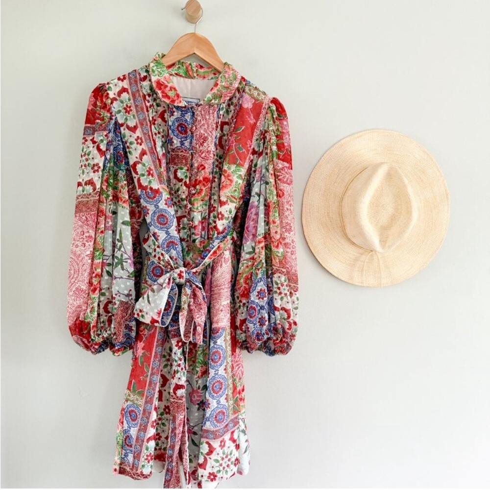 Sue Sartor Boho Floral Tie-Waist Dress